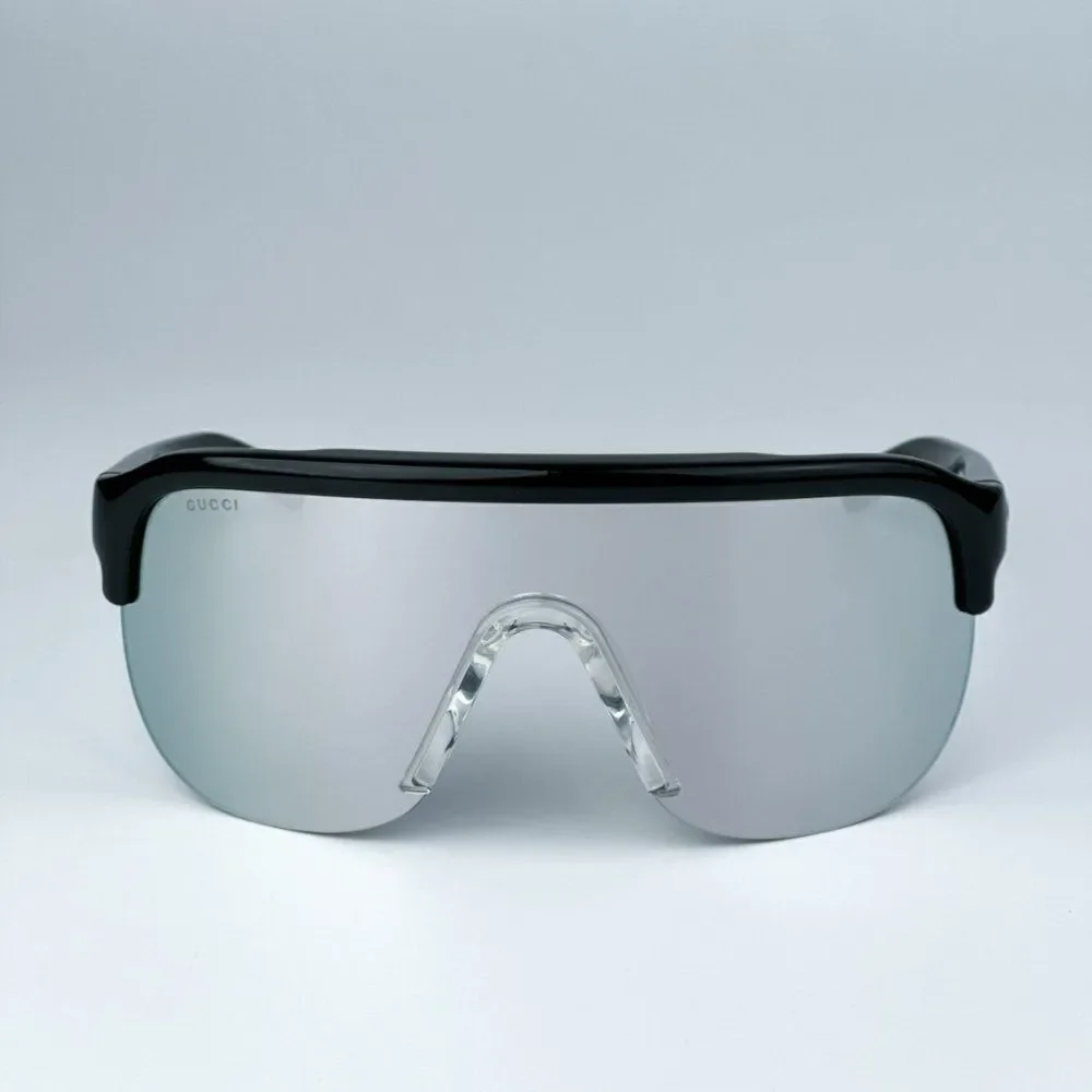 NEW Gucci GG1645S  003 Black Grey Silver Mirrored Unisex Mask Sunglasses
